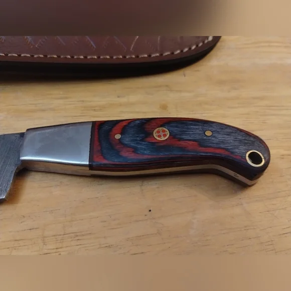 New Men's Handmade Damascus Steel Knife w/ Sheath | Hunting Camping Fixed Blade - Picture 4 of 11